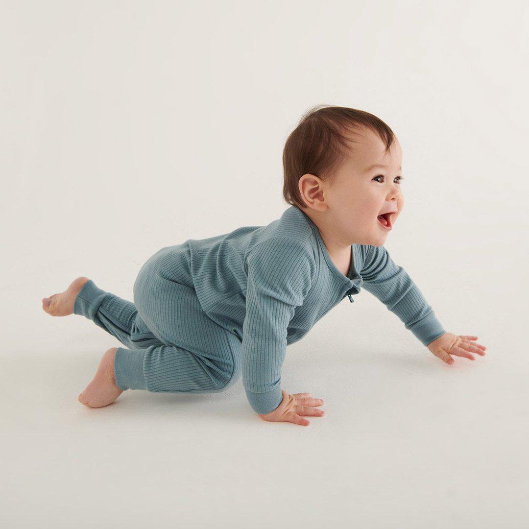 Ribbed Clever Zip Sleepsuit - Blue