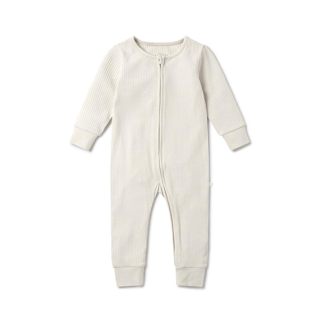 Ribbed Clever Zip Sleepsuit - Ecru