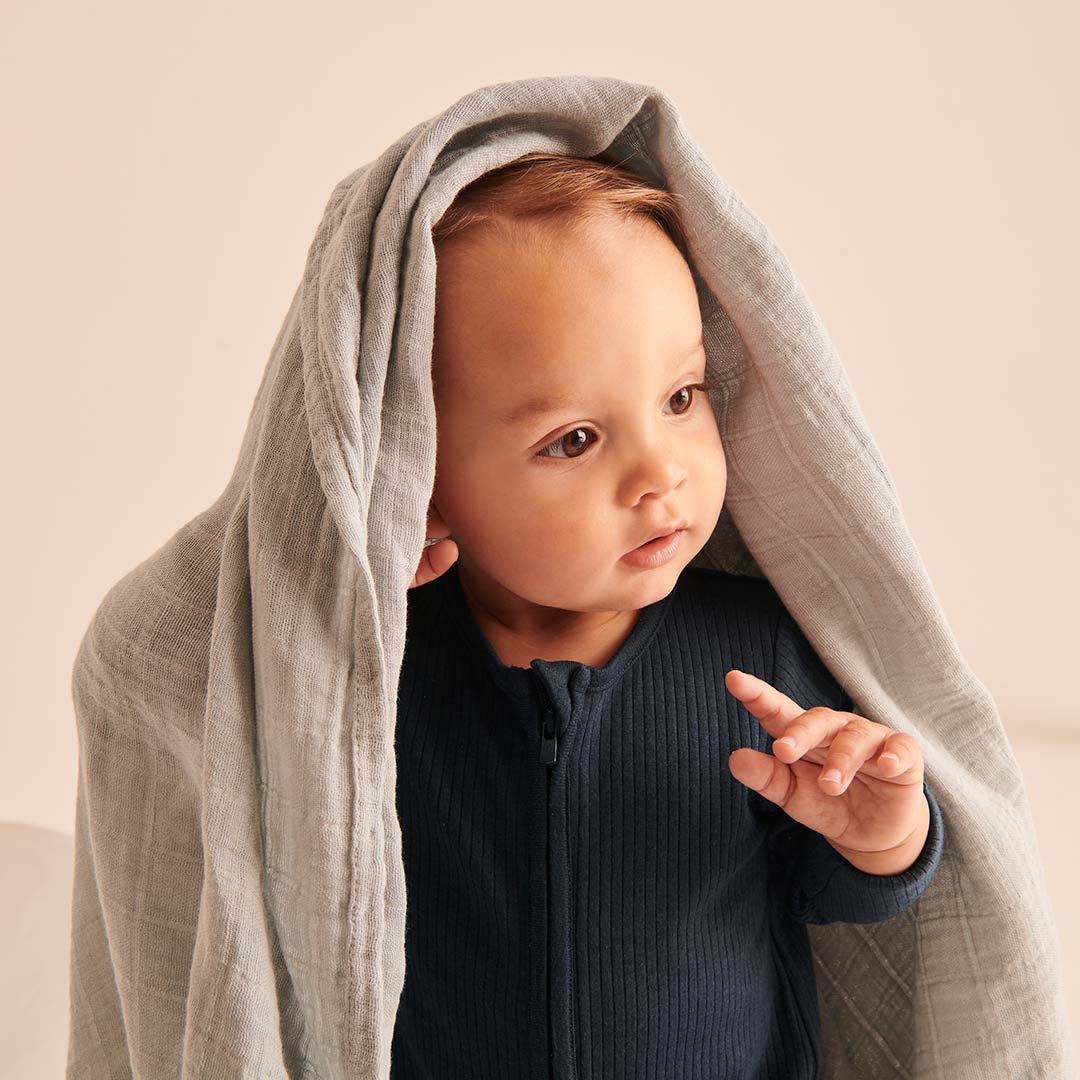 Ribbed Clever Zip Sleepsuit - Navy