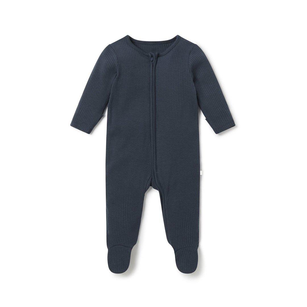 Ribbed Clever Zip Sleepsuit - Navy
