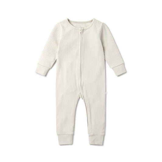 Ribbed Clever Zip Sleepsuit - Ecru