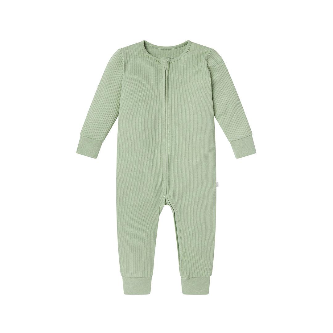 Ribbed Clever Zip Sleepsuit - Sage